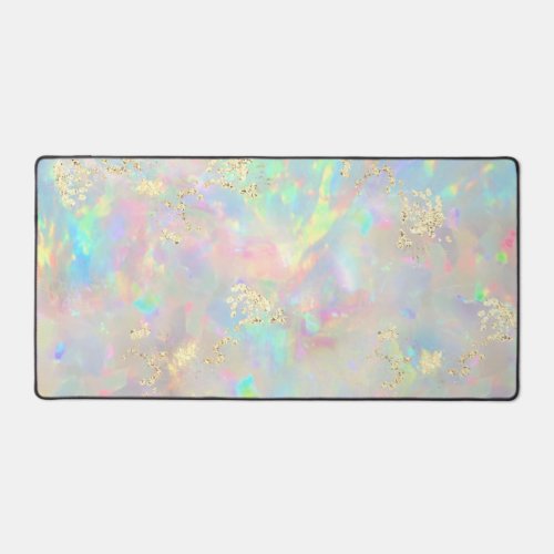 fire opal faux chunky glitter desk mat