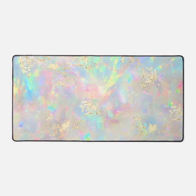 fire opal faux chunky glitter desk mat (Front)