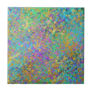 Fire Opal Gemstone Faux Gold Iridescent Color Ceramic Tile