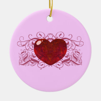 Fire Opal Heart Ceramic Ornament