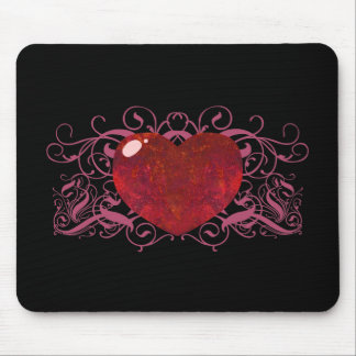 Fire Opal Heart Mouse Pad
