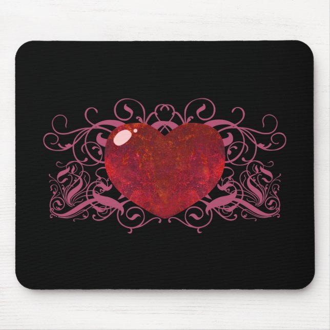 Fire Opal Heart Mouse Pad (Front)