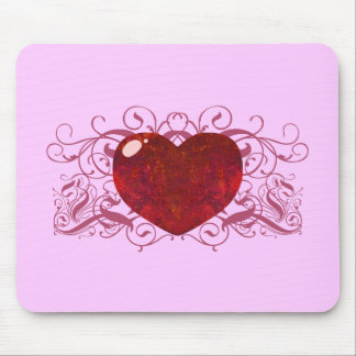 Fire Opal Heart Mouse Pad