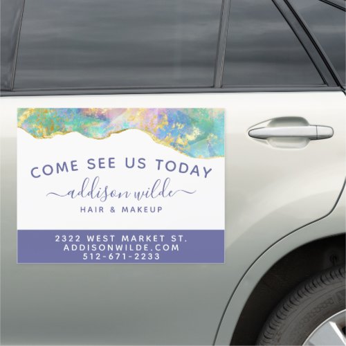 Custom Car Magnets 9 Fire Opal Modern Rainbow Gemstone Business Car Magnet