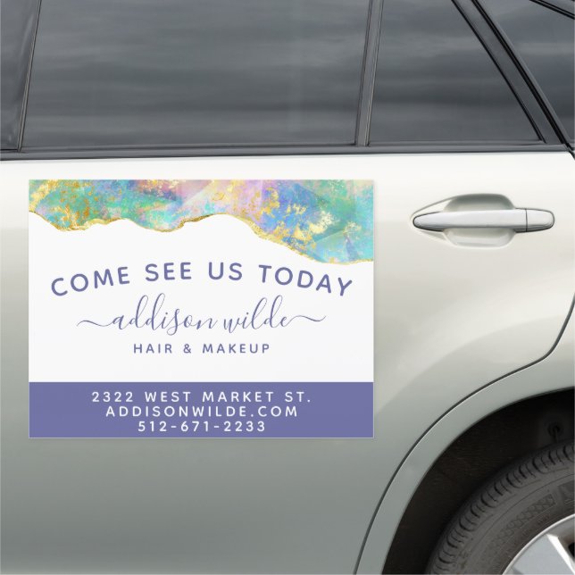 Fire Opal Modern Rainbow Gemstone Business Car Magnet (In Situ)