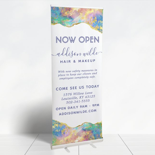 Fire Opal Modern Rainbow Gemstone Business Retractable Banner (Creator Uploaded)