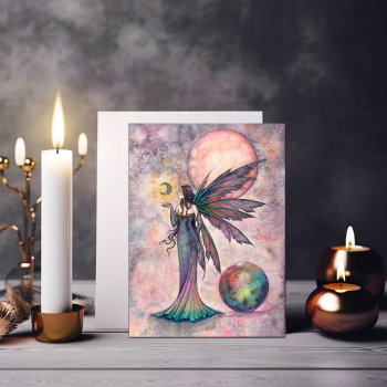 Fire Opal Moon Fairy Art By Molly Harrison Card by robmolily at Zazzle