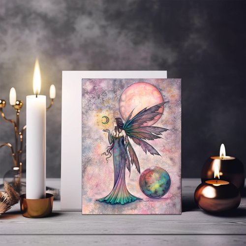 Fire Opal Moon Fairy Art by Molly Harrison Card