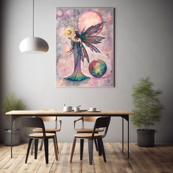 Fire Opal Moon Fairy Fantasy Art By Molly Harrison Poster by robmolily at Zazzle