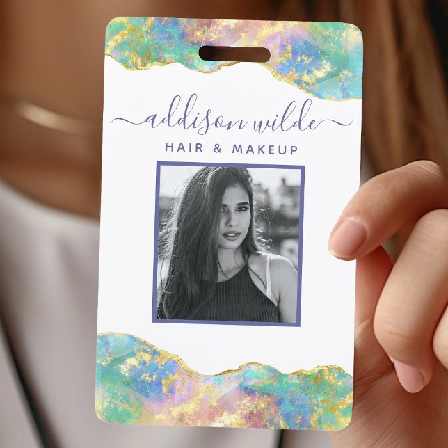 Fire Opal Rainbow Gemstone Business ID Badge (Creator Uploaded)