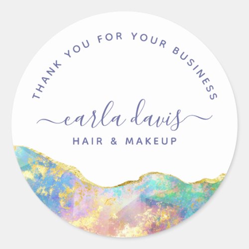 Fire Opal Rainbow Gemstone Business Thank You Classic Round Sticker