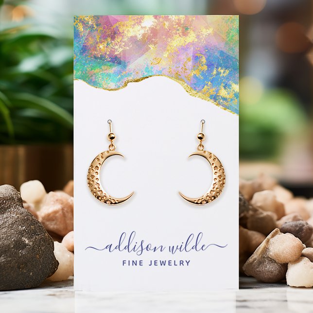 Fire Opal Rainbow Gemstone Earring Display Card (Creator Uploaded)