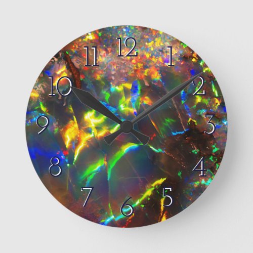 Fire Opal Round Clock