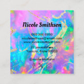 fire opal  square business card (Back)