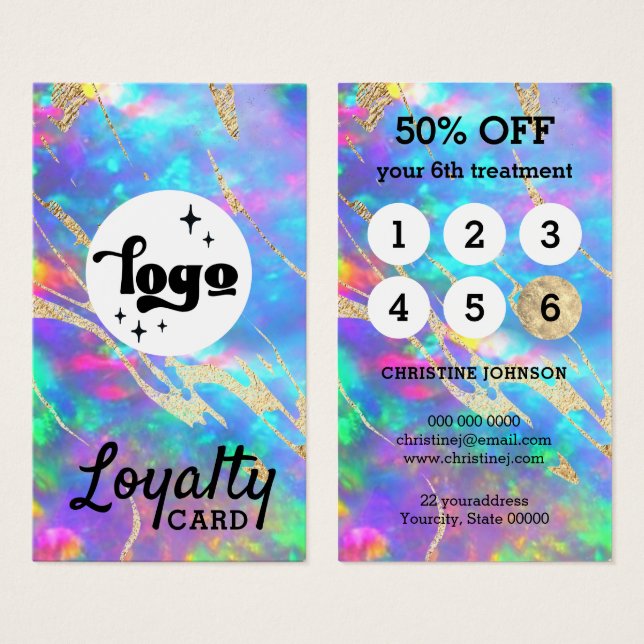 fire opal stone loyalty card (Front & Back)