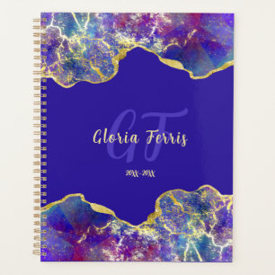 Fire Opal Vibrant Purple and Gold Marble Art Planner