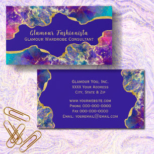 Fire Opal with Gold Glitter Border Business Card