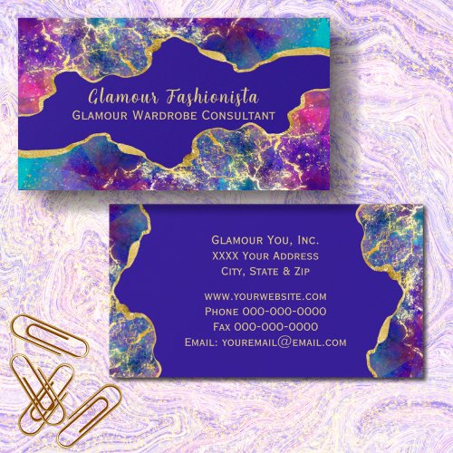 Fire Opals and Gold Glitzy Business Card