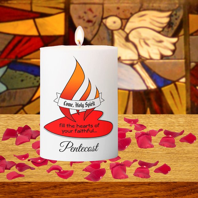 Fire or Flame and Heart Quote Pentecost 3"x4" Pillar Candle (Creator Uploaded)