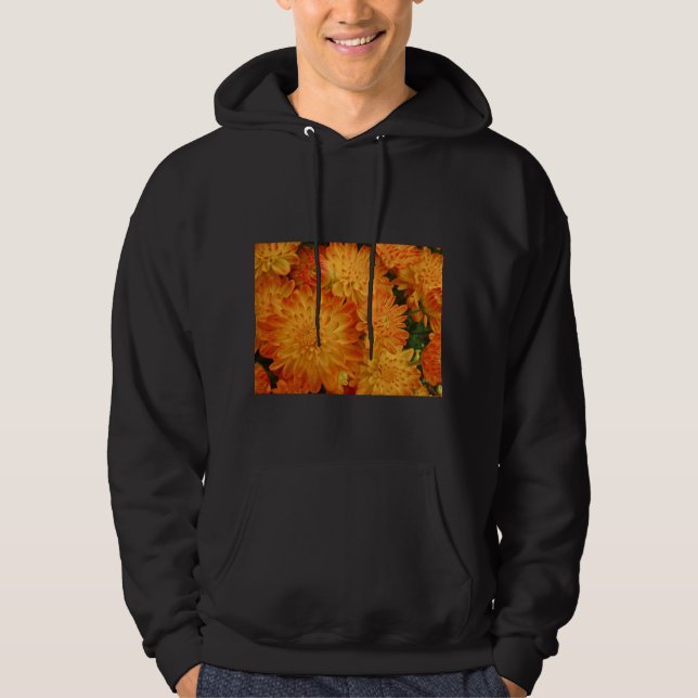 Fire Orange Chrysanthemums Hoodie (Front)