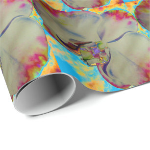 Fire orchid, abstract orchid watercolor painting wrapping paper