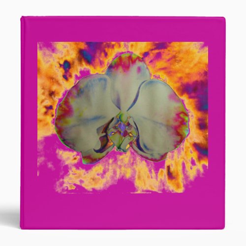 Fire Orchid abstract tropical floral painting Binder