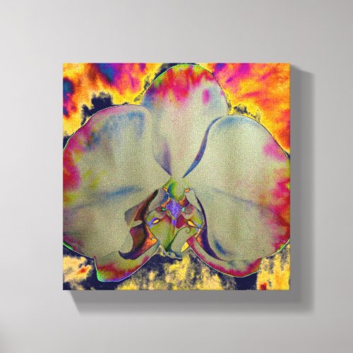 Fire Orchid abstract tropical floral painting Canvas Print