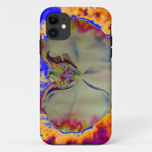 Fire Orchid abstract tropical floral painting iPhone 11 Case