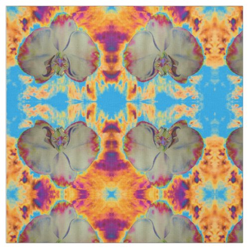 Fire Orchid abstract tropical floral painting Fabric