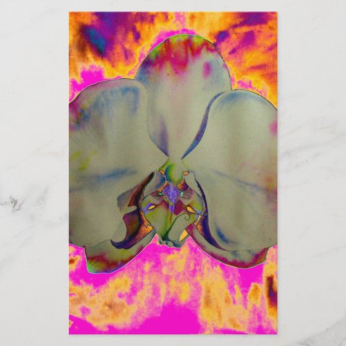 Fire Orchid abstract tropical floral painting Stationery