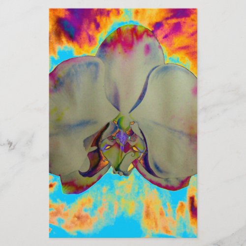 Fire Orchid abstract tropical floral painting Stationery