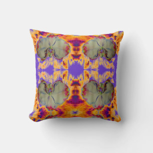 Fire Orchid, abstract tropical floral painting Throw Pillow