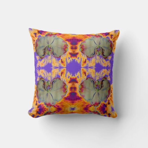 Fire Orchid abstract tropical floral painting Throw Pillow