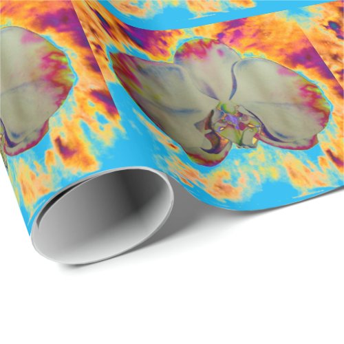 Fire Orchid abstract tropical floral painting Wrapping Paper