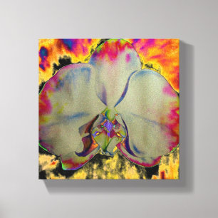 Fire Orchid, abstract vibrant watercolor floral Canvas Print