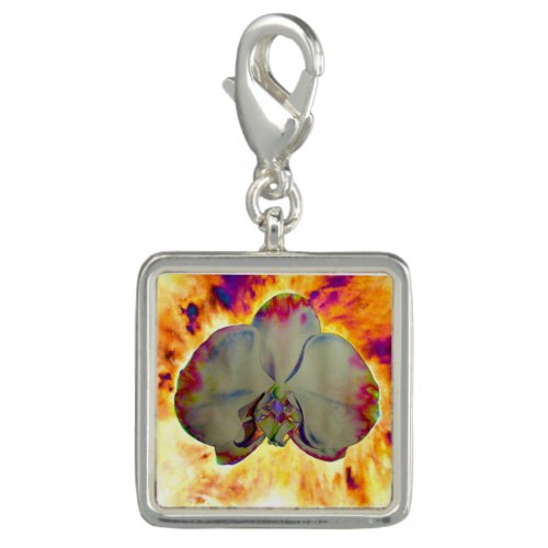 Fire Orchid abstract vibrant watercolor floral Charm