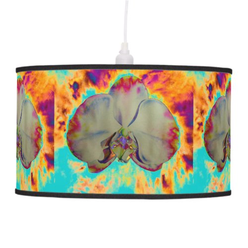 Fire Orchid abstract vibrant watercolor floral Hanging Lamp