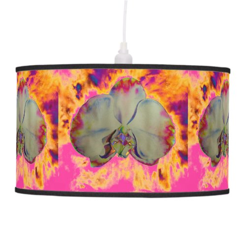 Fire Orchid abstract vibrant watercolor floral Hanging Lamp