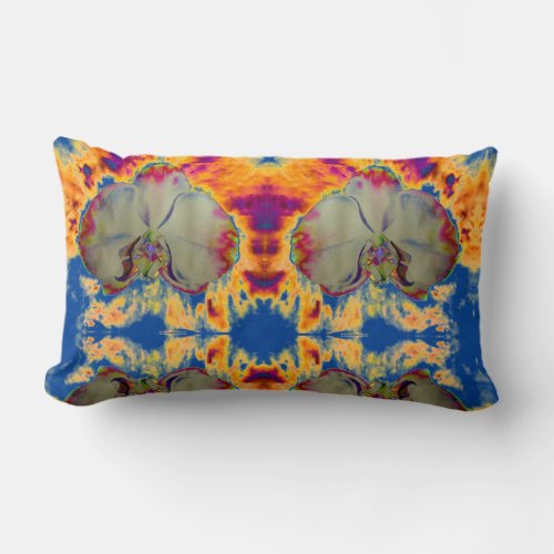 Fire Orchid abstract vibrant watercolor floral Lumbar Pillow