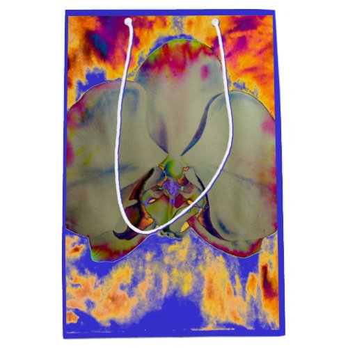 Fire Orchid abstract vibrant watercolor floral Medium Gift Bag