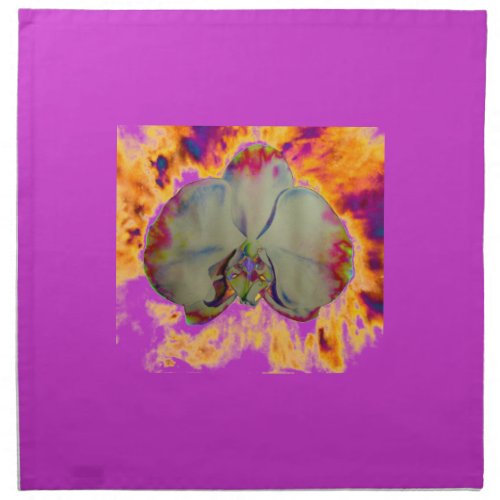 Fire Orchid abstract vibrant watercolor floral Napkin