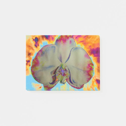 Fire Orchid abstract vibrant watercolor floral Post_it Notes