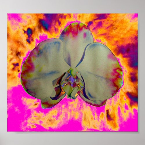 Fire Orchid abstract vibrant watercolor floral Poster