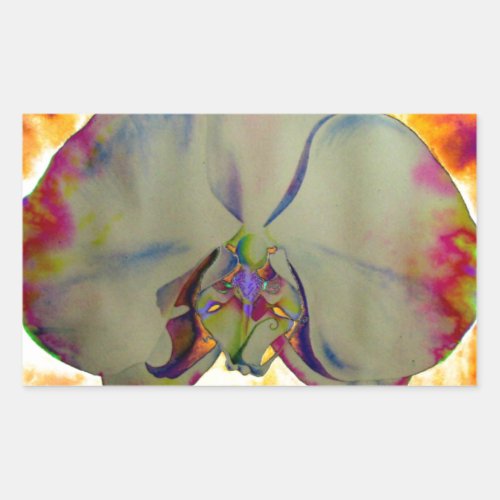 Fire Orchid abstract vibrant watercolor floral Rectangular Sticker