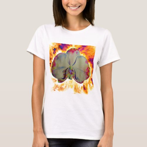 Fire Orchid abstract vibrant watercolor floral T_Shirt