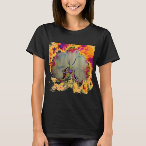 Fire Orchid abstract vibrant watercolor floral T_Shirt