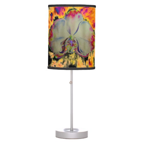 Fire Orchid abstract vibrant watercolor floral Table Lamp