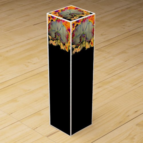 Fire Orchid abstract vibrant watercolor floral Wine Box