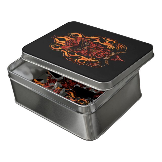 Fire Owl Jigsaw Puzzle (Lid Open)
