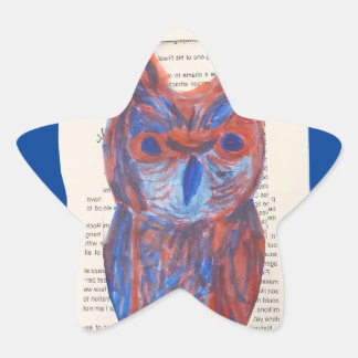 Fire Owl of Books Star Sticker